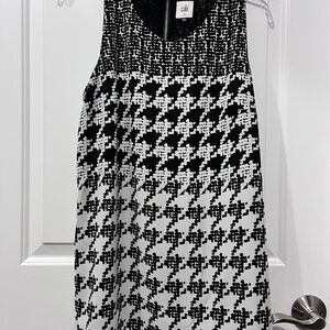 CAbi Black and White Houndstooth Blouse